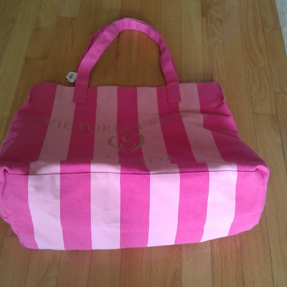 Victoria Secret Pink Striped Reversible Tote Bag - Picture 3 of 8